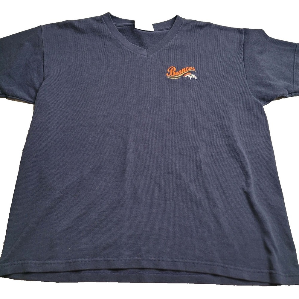 VINTAGE Lee Sport Women's Casual Navy Denver Broncos V-Neck Large NFL